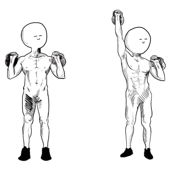 Alternating kettlebell press